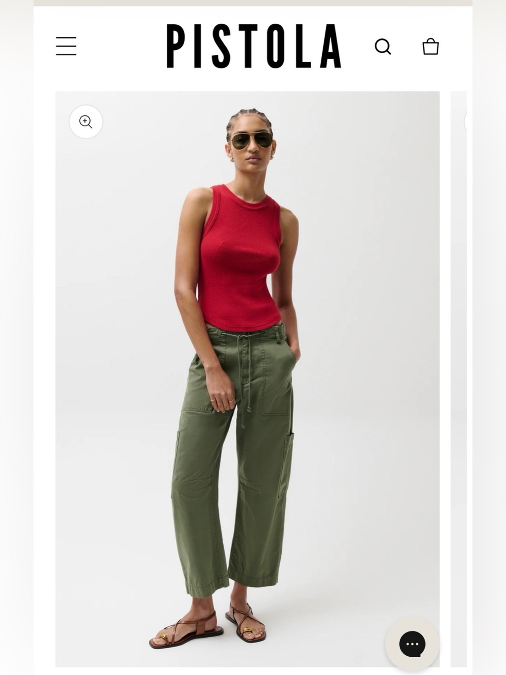 Pistola Sabrina Curved Utility Pant
Color: Meadow